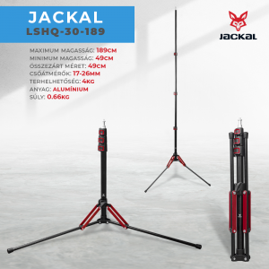 Jackal LSHQ-30-189 alumínium lámpatartó stúdió állvány, vakuállvány 189cm, spigot fejjel