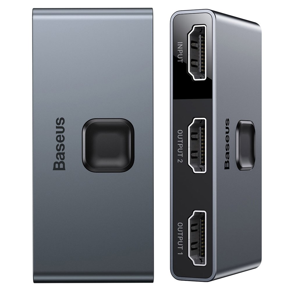 Baseus kétirányú HDMI - 2x HDMI splitter elosztó switcher 4K / 30 Hz szürke (CAHUB-BC0G)-0