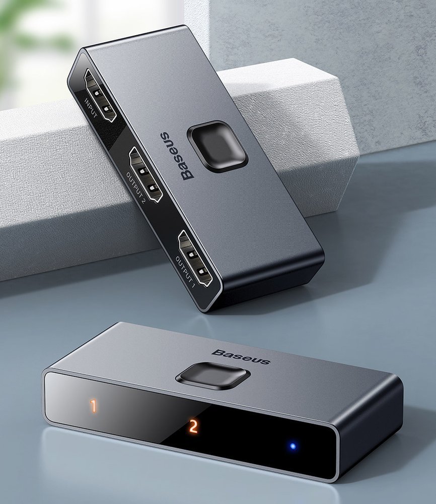 Baseus kétirányú HDMI - 2x HDMI splitter elosztó switcher 4K / 30 Hz szürke (CAHUB-BC0G)-12