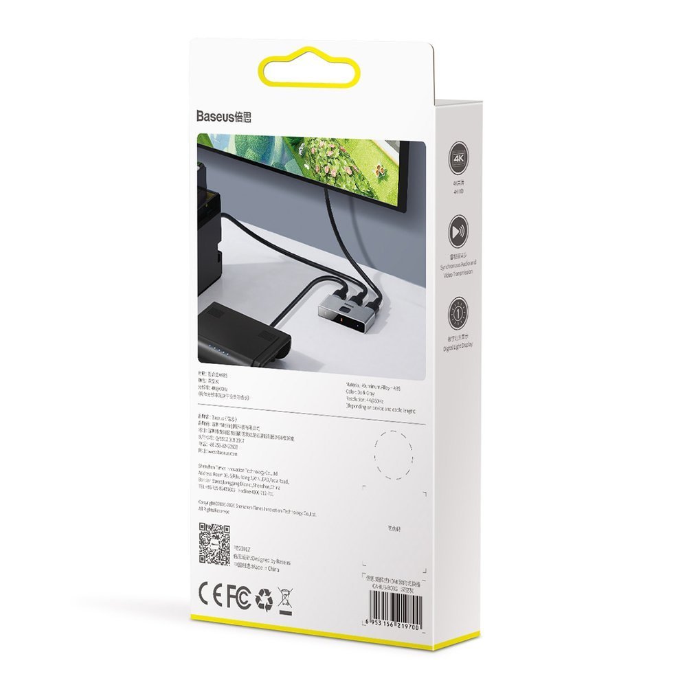 Baseus kétirányú HDMI - 2x HDMI splitter elosztó switcher 4K / 30 Hz szürke (CAHUB-BC0G)-21