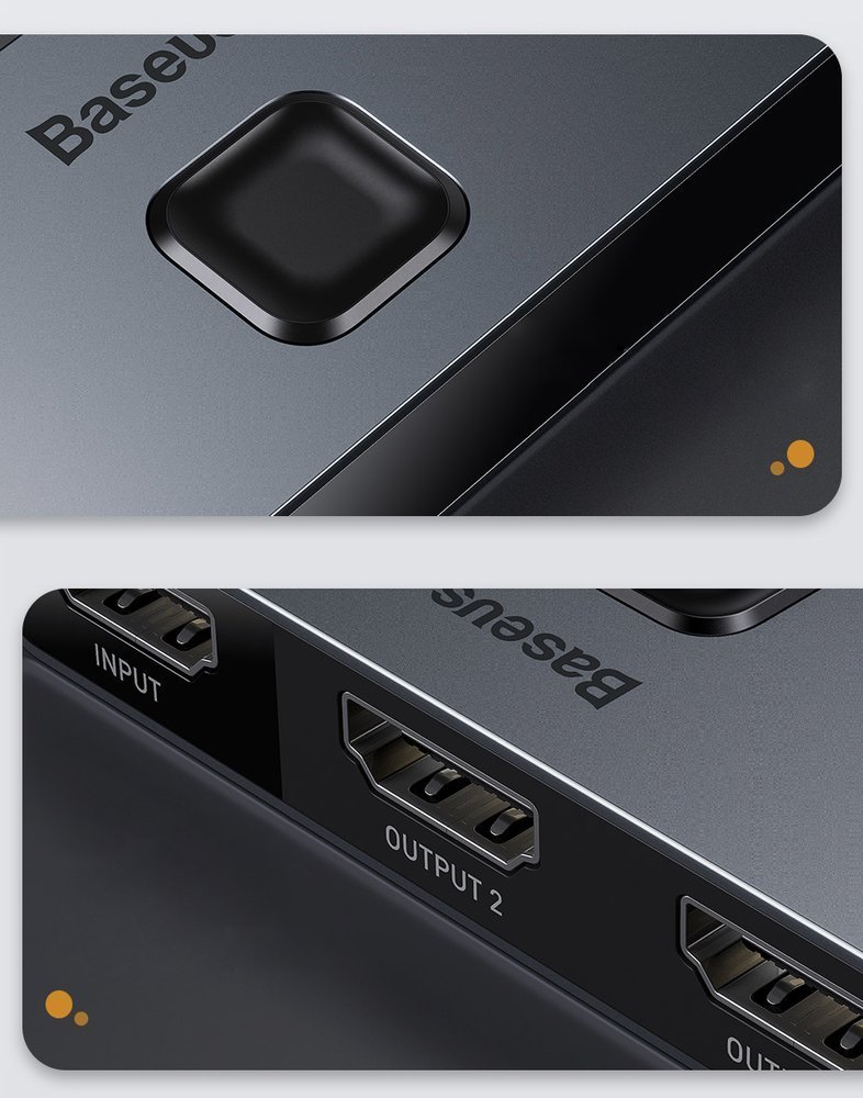 Baseus kétirányú HDMI - 2x HDMI splitter elosztó switcher 4K / 30 Hz szürke (CAHUB-BC0G)-9