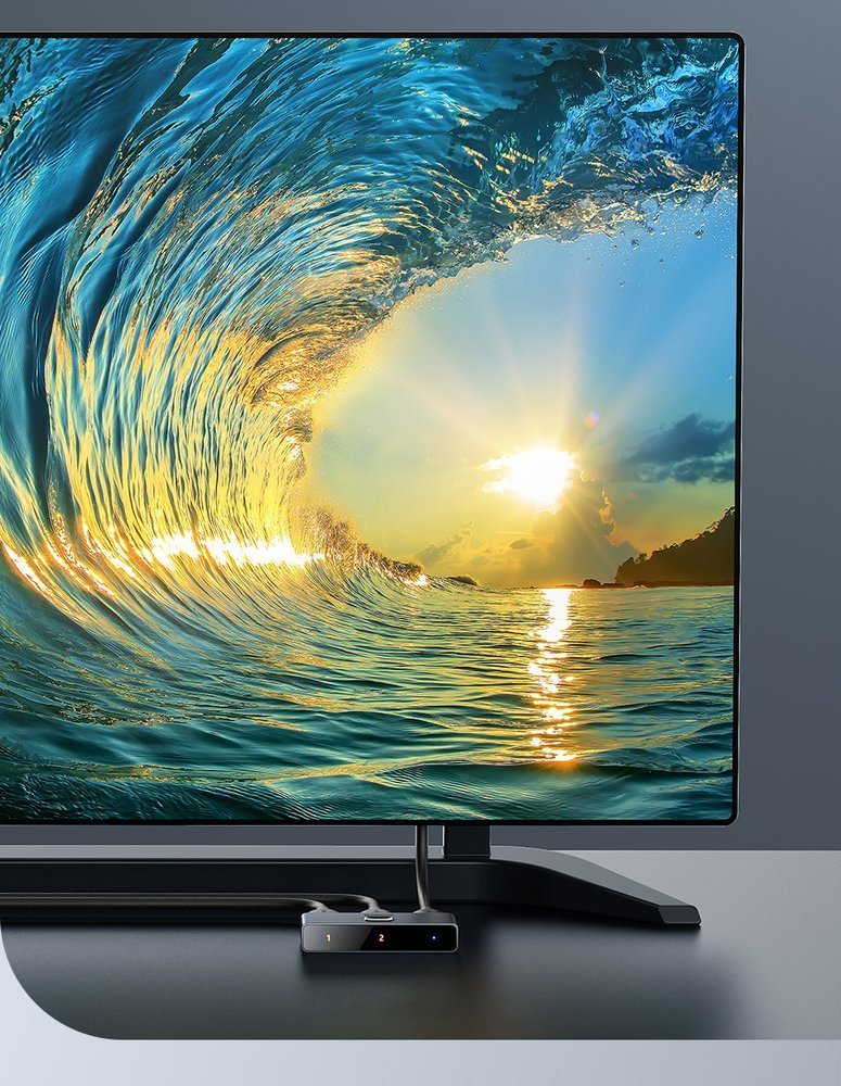 Baseus kétirányú HDMI - 2x HDMI splitter elosztó switcher 4K / 30 Hz szürke (CAHUB-BC0G)-1