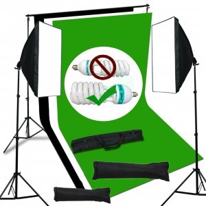Softbox szett 2x7200lm, 1,6x5m hátterekkel, 2x2m állvánnyal