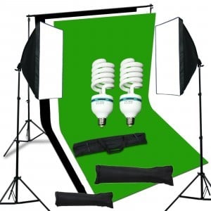 Softbox szett 2x135W, 1,6x5m hátterekkel, 2x2m állvánnyal