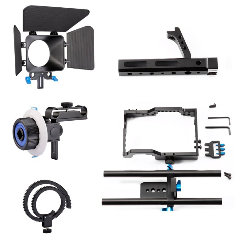Kamera cage, rig markolattal MILC gépekhez (GH4, A7) follow focus, matte box-1