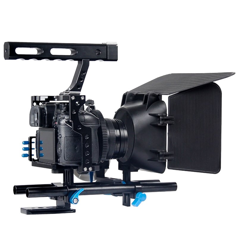 Kamera cage, rig markolattal MILC gépekhez (GH4, A7) follow focus, matte box-2