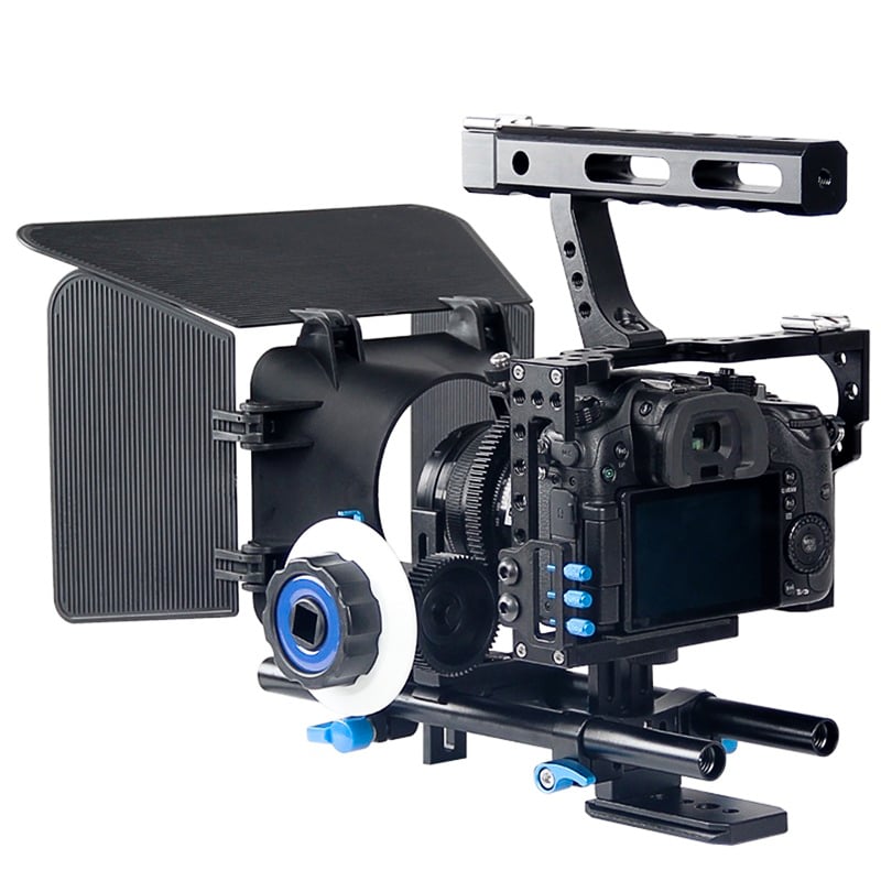 Kamera cage, rig markolattal MILC gépekhez (GH4, A7) follow focus, matte box-3