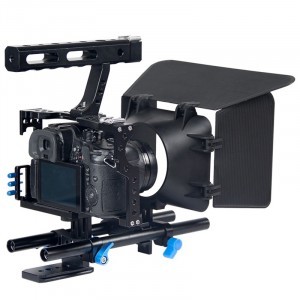 Kamera cage, rig markolattal MILC gépekhez (GH4, A7) follow focus, matte box