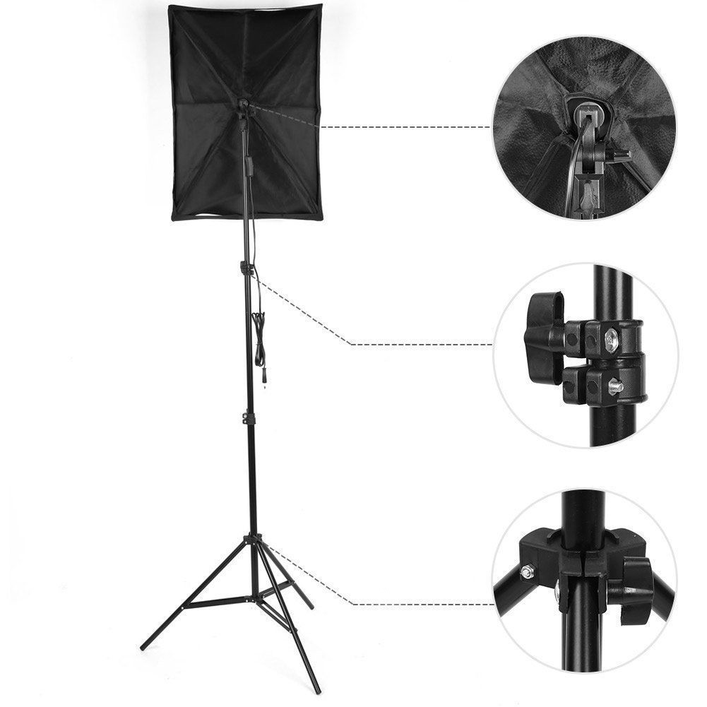 Softbox szett 2x135W, 2x2m állvánnyal, 4db háttérrel (fekete, fehér, zöld, szürke)-4