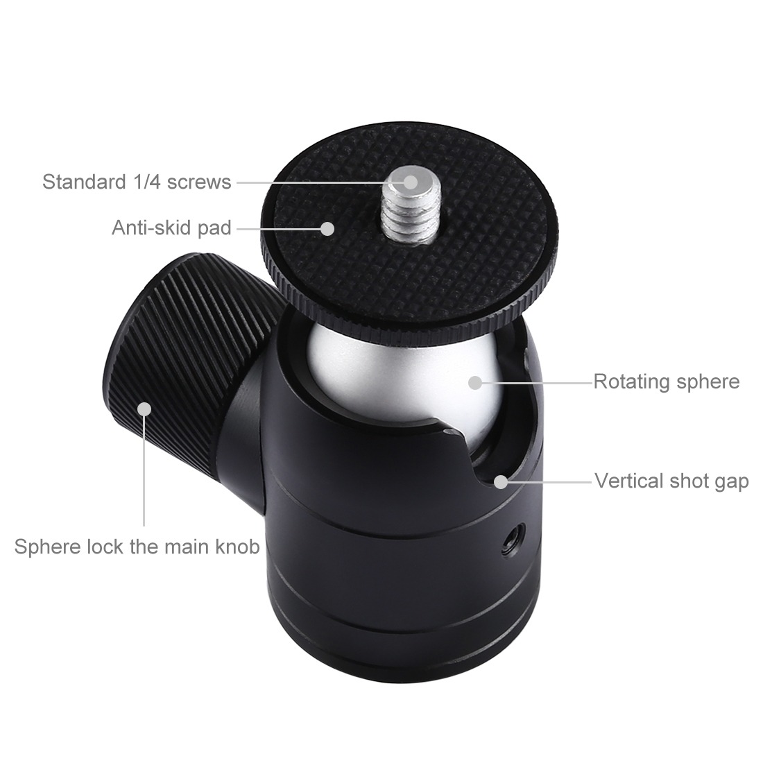 PULUZ PKT44 alumínium asztali állvány, mini tripod gömbfejjel 1/4 csatlakozással-2