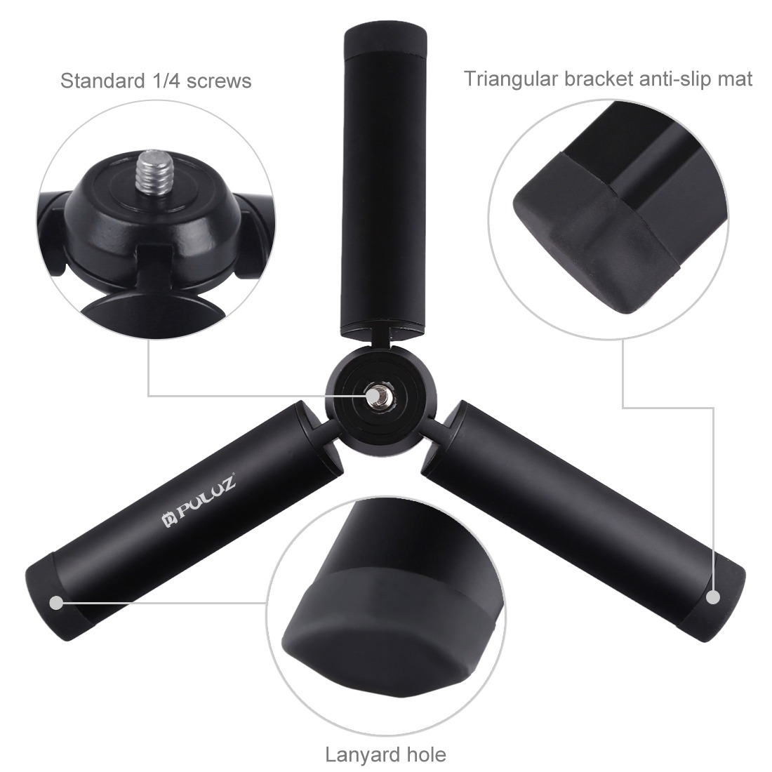 PULUZ PKT44 alumínium asztali állvány, mini tripod gömbfejjel 1/4 csatlakozással-4