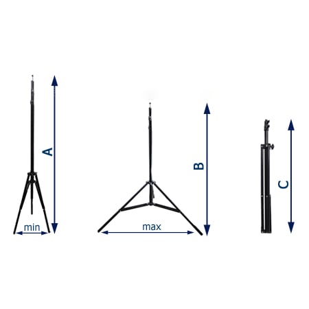 Alumínium légcsillapításos lámpatartó állvány, vakuállvány 300cm, 1/4 és 3/8-os spigot fejjel (808A16G)-3