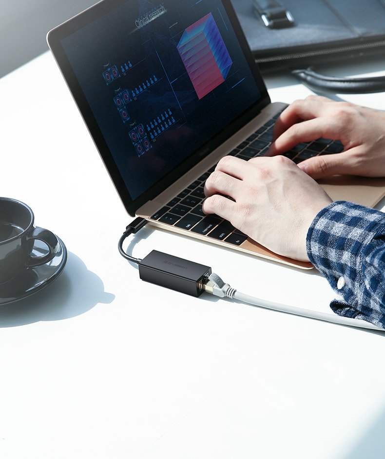 Ugreen USB Type C 1000Mbps Gigabit külső hálózati adapter fekete (50307)-7