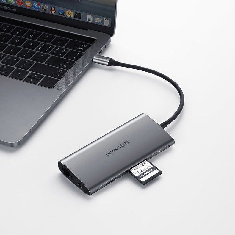 Ugreen USB Type-C HUB 3x USB 3.0 / SD és micro SD kártyaolvasó / RJ45 1000Mbps hálózati adapter / HDMI szürke (50538)-7