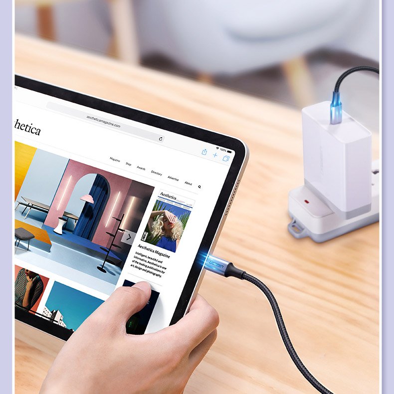 Ugreen USB Type-C/ USB Type-C kábel QC 3.0 FCP 480 Mbps gyorstöltéssel 3A 2m szürke (70429 US316)-11