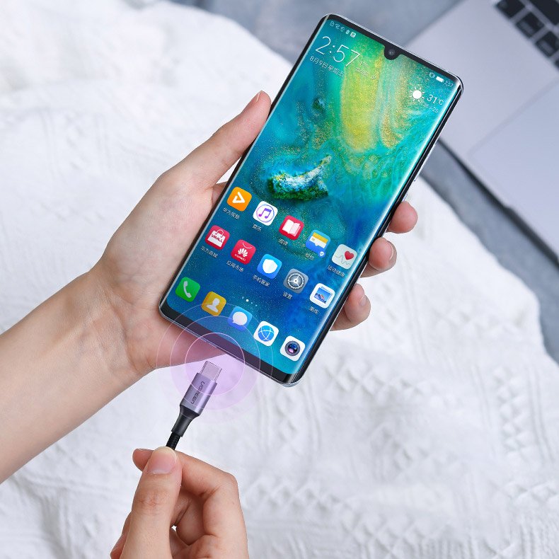 Ugreen USB Type-C/ USB Type-C kábel QC 3.0 FCP 480 Mbps gyorstöltéssel 3A 2m szürke (70429 US316)-5