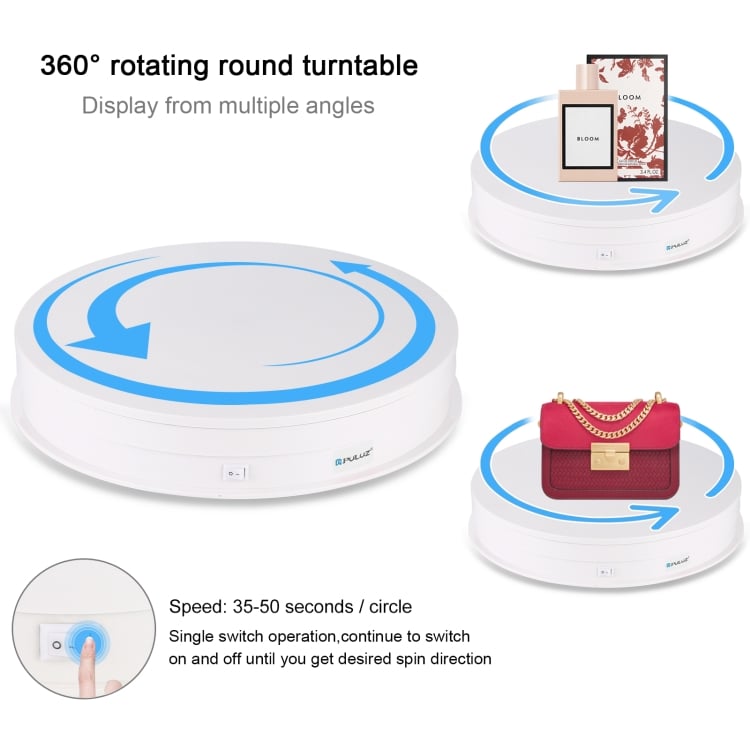 PULUZ 360 fokos termékforgató 30cm fehér (PU3049W)-4