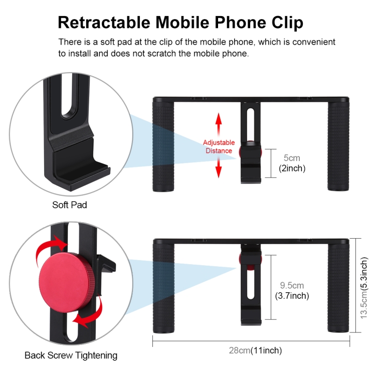 PULUZ 4 az 1-ben vlogger szett, video rig mobiltelefonhoz mikrofonnal, LED világítással (PKT3024)-1