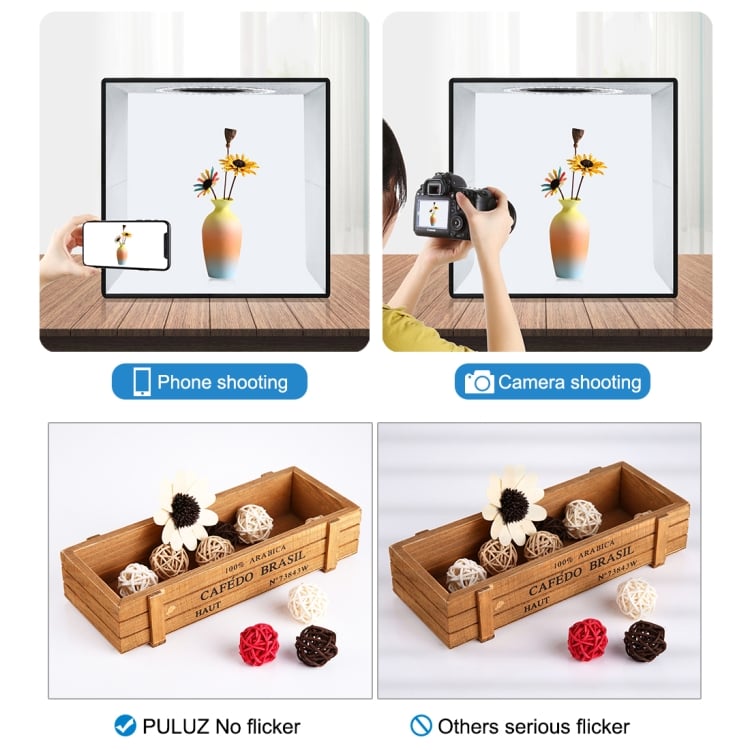 PULUZ mini fotódoboz, tárgysátor 30x30cm 6db háttérrel, állítható fényerővel, zöld (PU5032G)-2