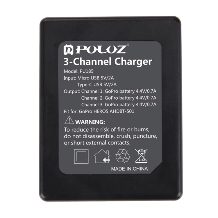 PULUZ USB-s akkumulátor töltő GoPro 8,7,6,5 szériához három foglalattal (PU185)-2