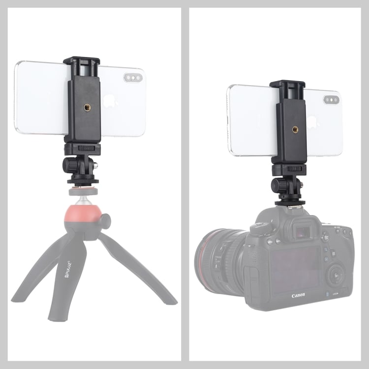 PULUZ 360 fokban állítható mobiltelefon rögzítő, telefontartó adapter 1/4-es furattal, vakupapucs foglalattal (PU417)-6
