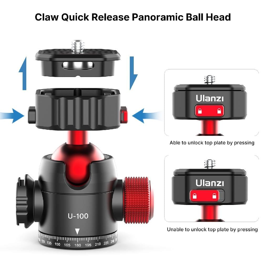 ULANZI U-100 Claw gömbfej gyorscseretalppal, vakupapucs foglalattal, 20kg teherbírás (2305)-1