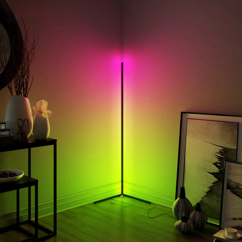 RGB LED Fekete saroklámpa, állólámpa, hangulatvilágítás távirányítóval 140cm-0