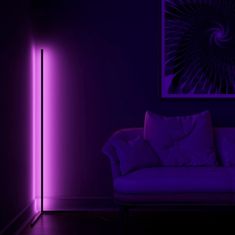 RGB LED Fekete saroklámpa, állólámpa, hangulatvilágítás távirányítóval 140cm-2