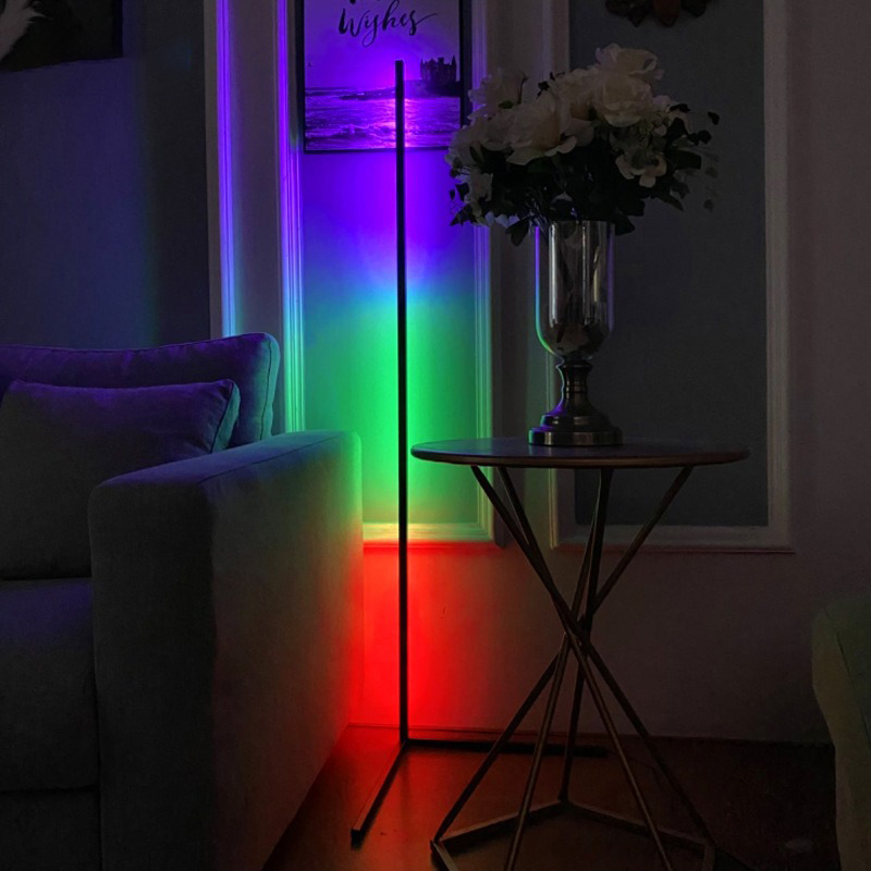 RGB LED Fekete saroklámpa, állólámpa, hangulatvilágítás távirányítóval 140cm-5