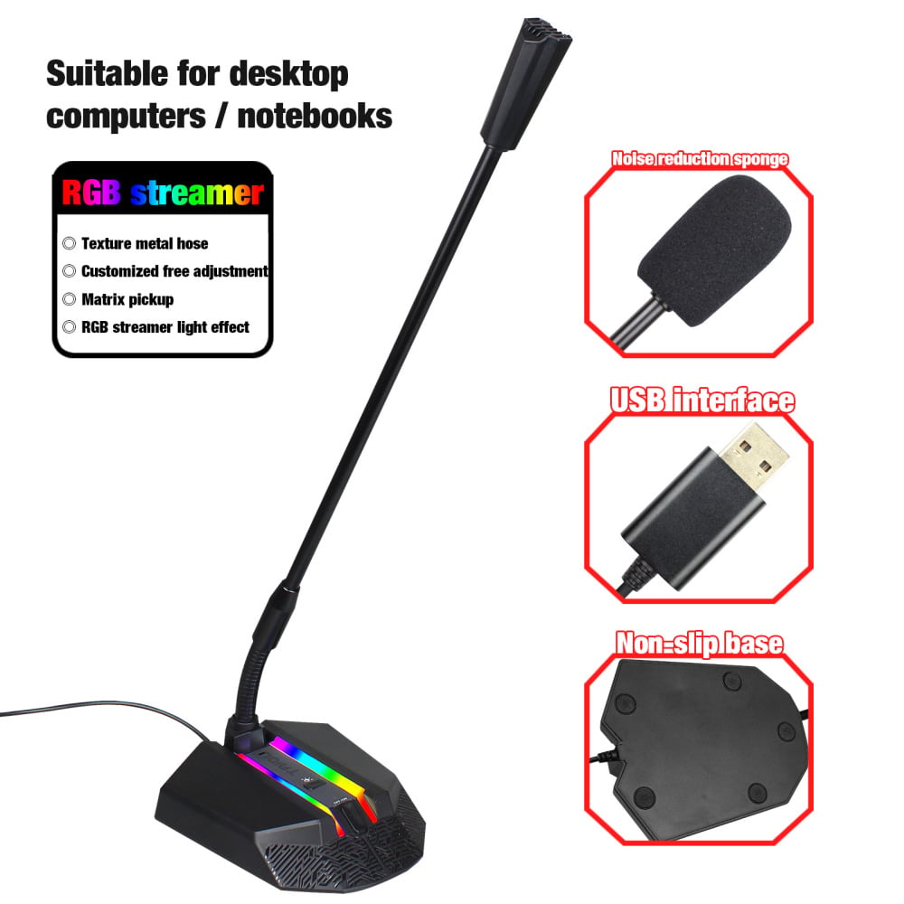 HXSJ TSP202 USB gamer mikrofon RGB világítással-8