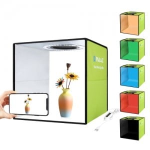 PULUZ mini fotódoboz, tárgysátor 30x30cm 6db háttérrel, állítható fényerővel, zöld (PU5032G)