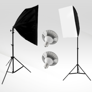 Softbox szett 2x50W E27 5400K LED izzóval, 2x2m állvánnyal