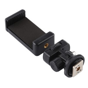 PULUZ 360 fokban állítható mobiltelefon rögzítő, telefontartó adapter 1/4-es furattal, vakupapucs foglalattal (PU417)