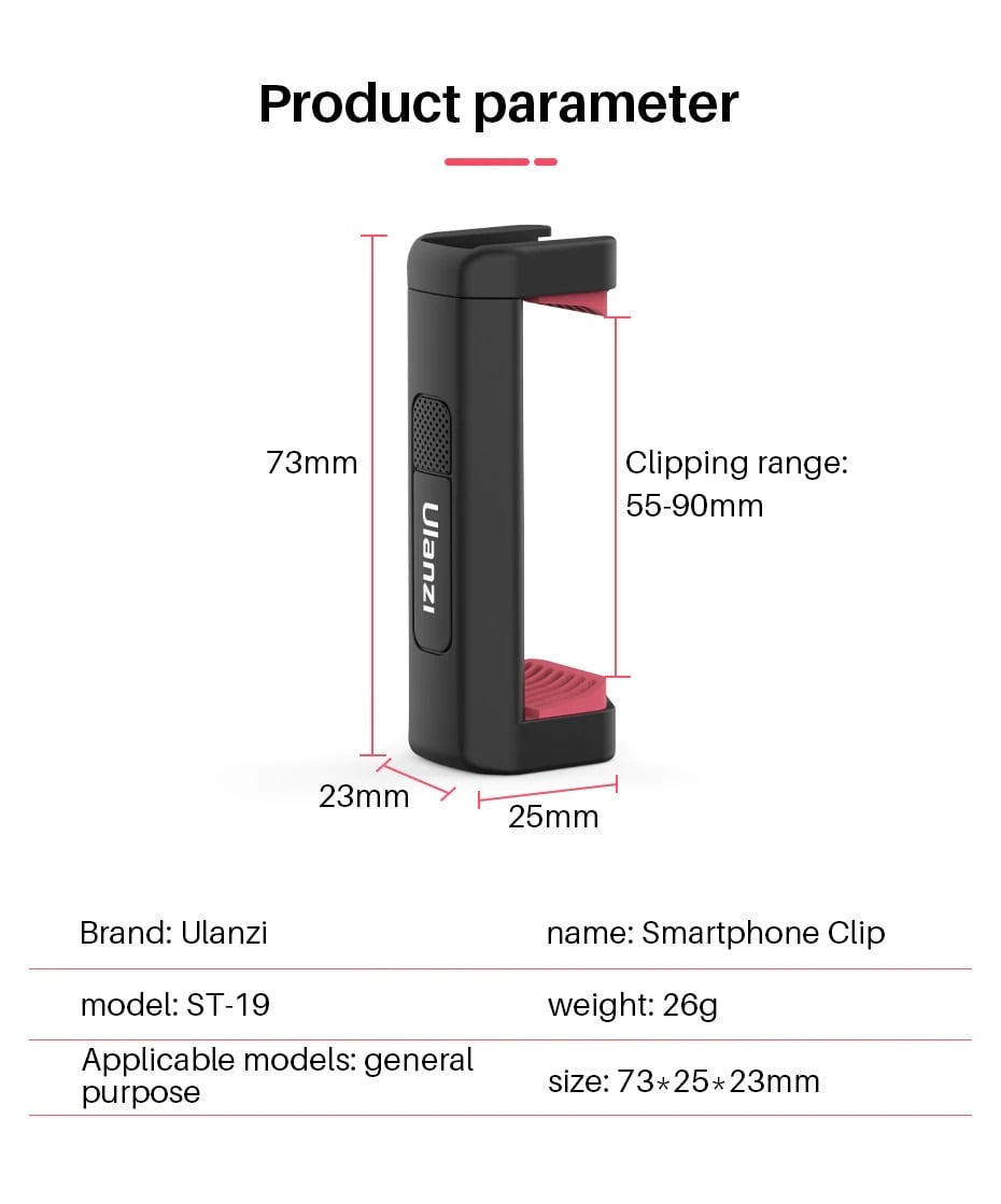 ULANZI ST-19 mobiltelefon rögzítő, telefontartó adapter 1/4-es furattal, vakupapucs foglalattal (2256)-9