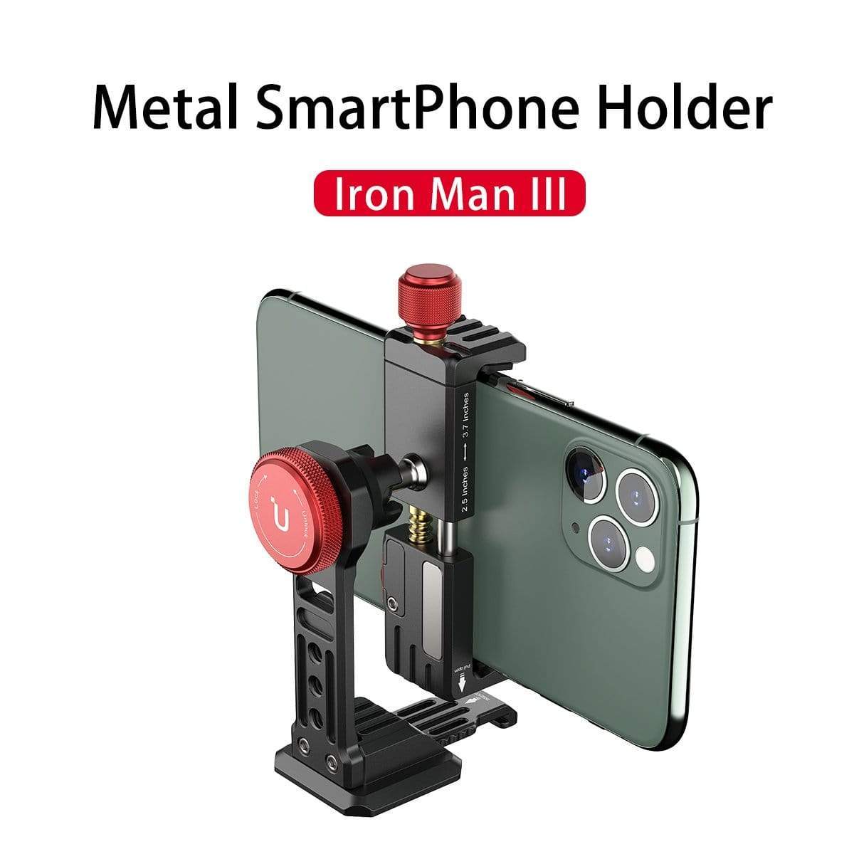 ULANZI ST-14 Iron Man III 360 fokban állítható alumínium mobiltelefon rögzítő, telefontartó adapter 1/4, 3/8, vakupapucs foglalattal (2110)-5