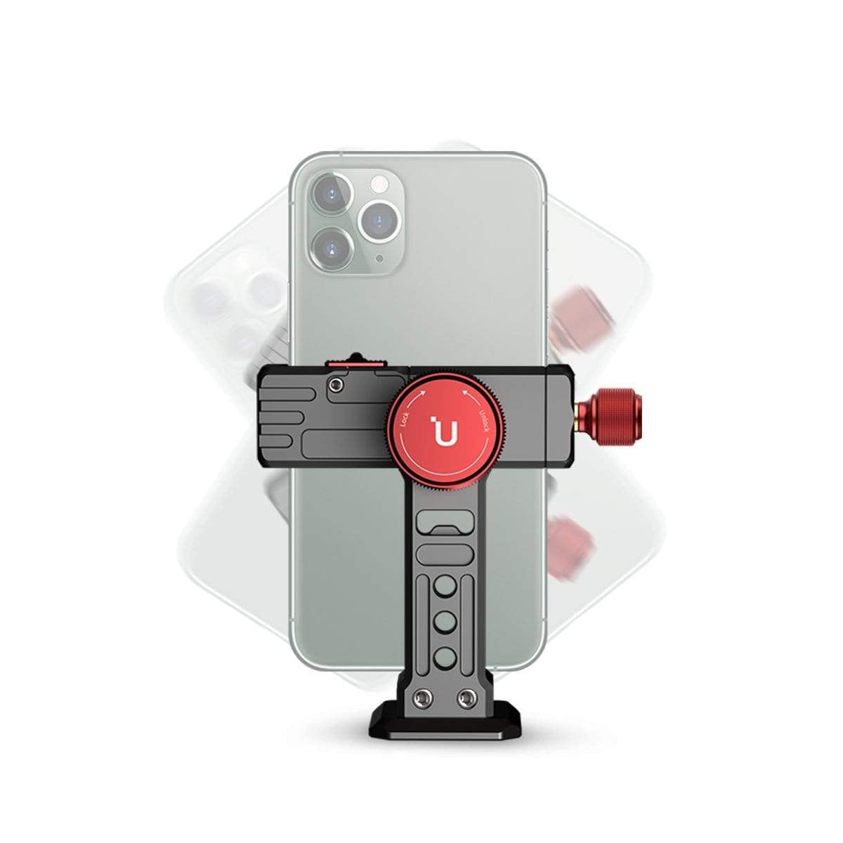 ULANZI ST-14 Iron Man III 360 fokban állítható alumínium mobiltelefon rögzítő, telefontartó adapter 1/4, 3/8, vakupapucs foglalattal (2110)-6