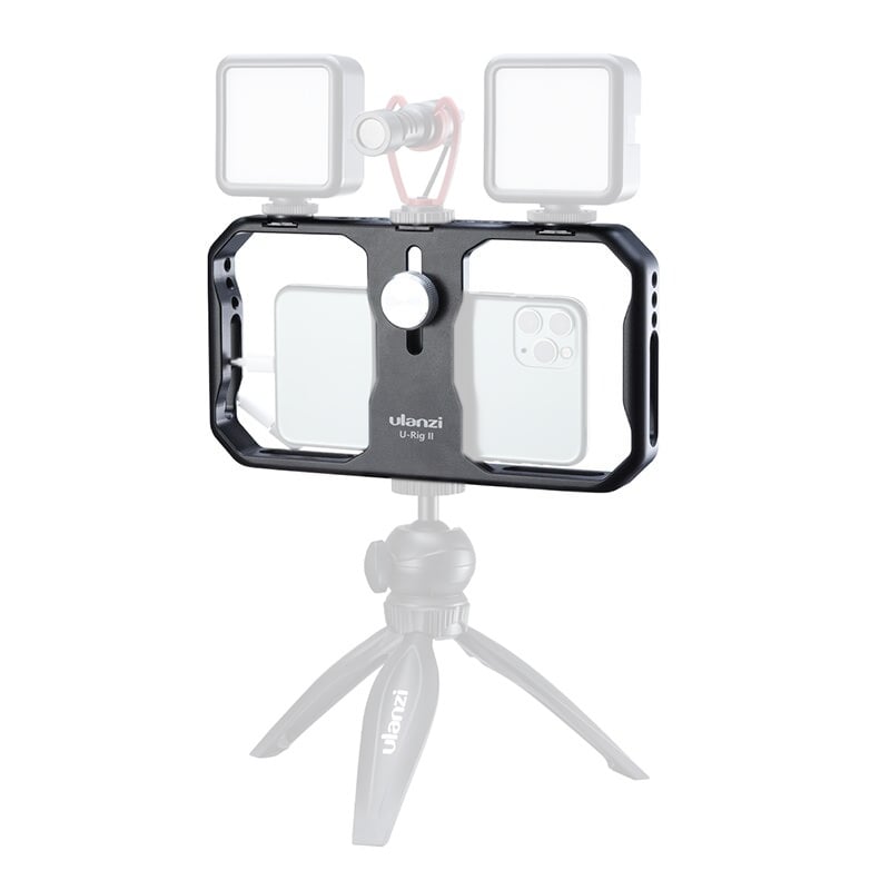 ULANZI U-Rig II fém videós mobiltelefon rig állványra szerelhető, 1/4-es furatokkal, 3 vakupapucs foglalattal-0