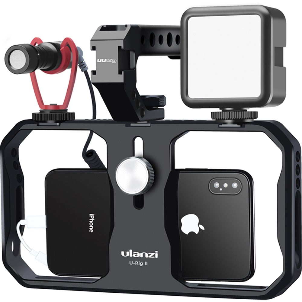 ULANZI U-Rig II fém videós mobiltelefon rig állványra szerelhető, 1/4-es furatokkal, 3 vakupapucs foglalattal-22