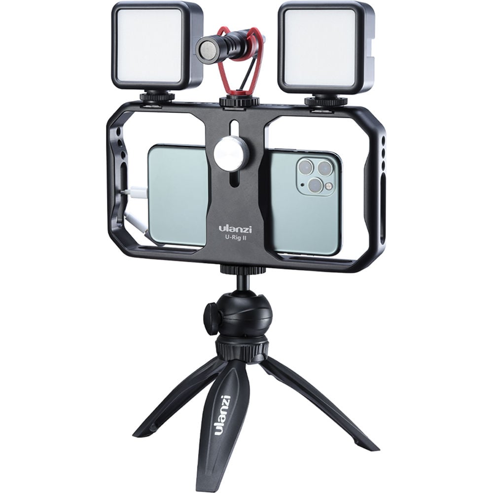 ULANZI U-Rig II fém videós mobiltelefon rig állványra szerelhető, 1/4-es furatokkal, 3 vakupapucs foglalattal-24