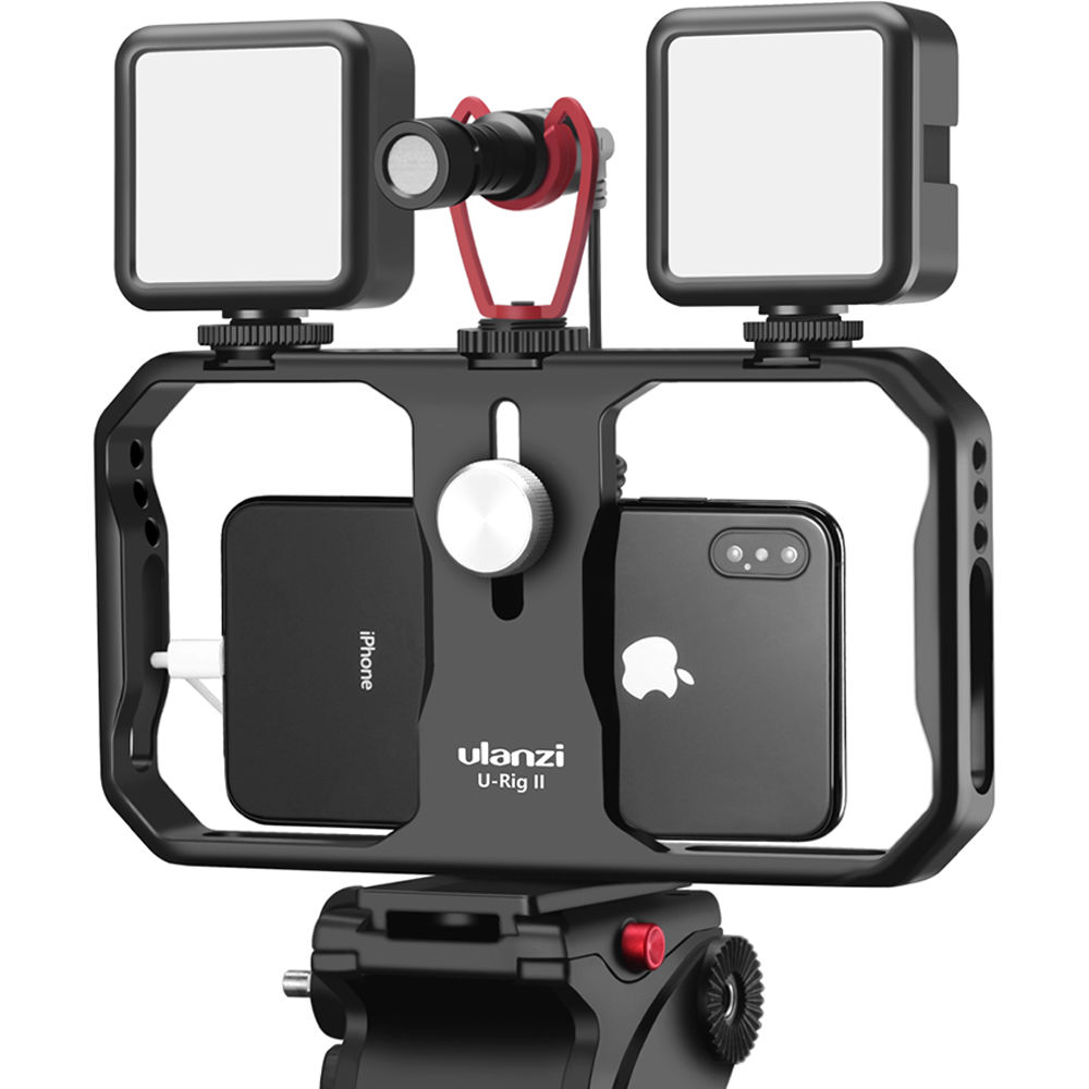 ULANZI U-Rig II fém videós mobiltelefon rig állványra szerelhető, 1/4-es furatokkal, 3 vakupapucs foglalattal-26