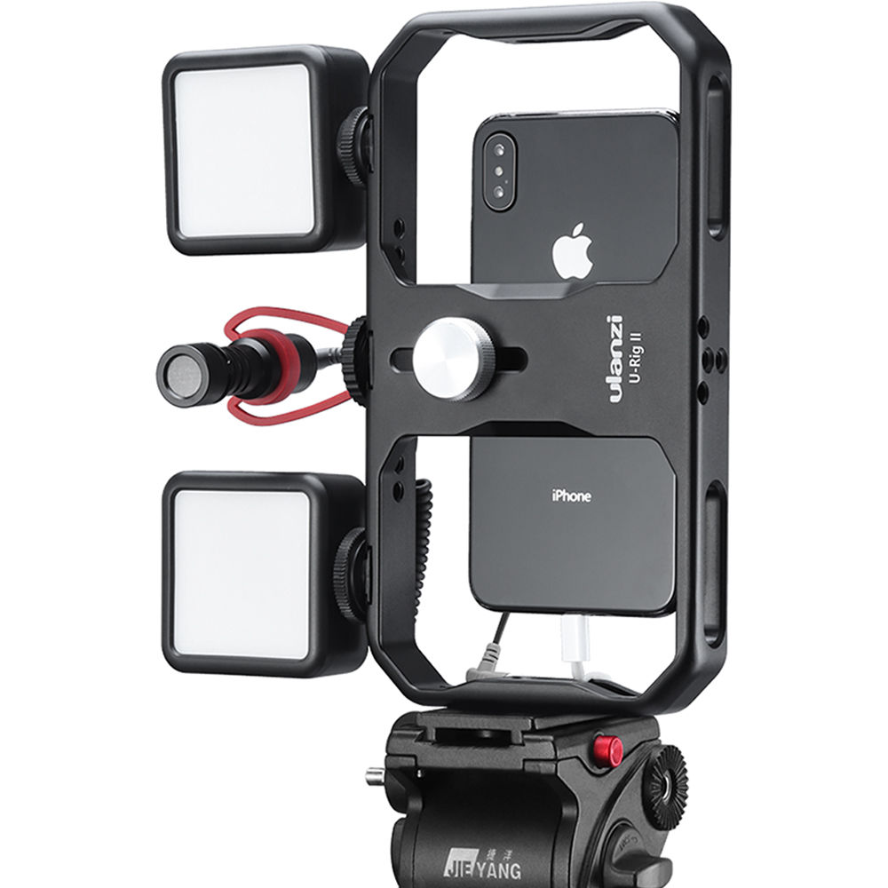 ULANZI U-Rig II fém videós mobiltelefon rig állványra szerelhető, 1/4-es furatokkal, 3 vakupapucs foglalattal-25