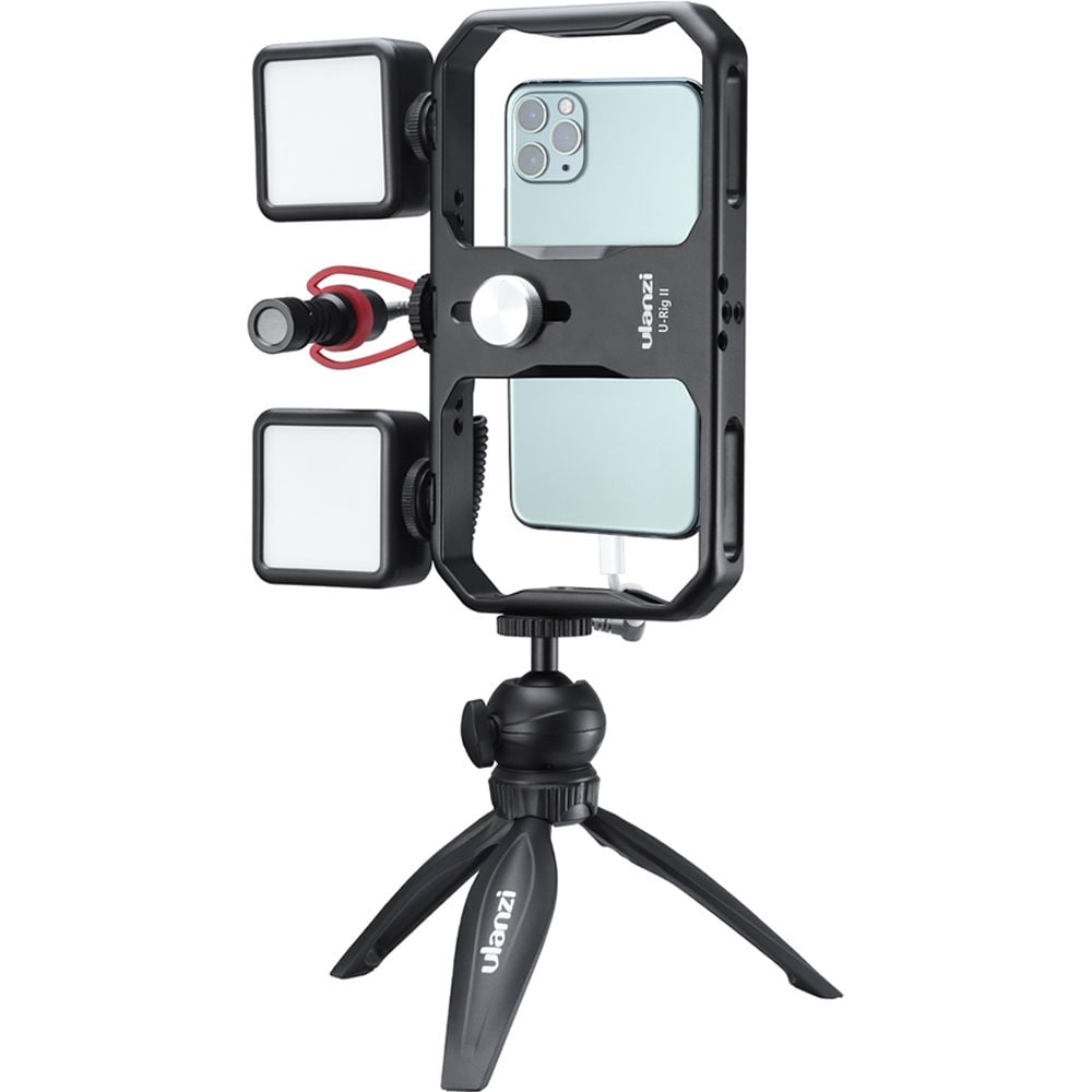 ULANZI U-Rig II fém videós mobiltelefon rig állványra szerelhető, 1/4-es furatokkal, 3 vakupapucs foglalattal-14