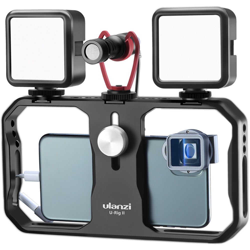 ULANZI U-Rig II fém videós mobiltelefon rig állványra szerelhető, 1/4-es furatokkal, 3 vakupapucs foglalattal-13