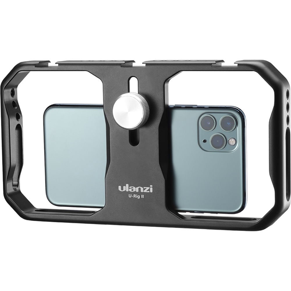 ULANZI U-Rig II fém videós mobiltelefon rig állványra szerelhető, 1/4-es furatokkal, 3 vakupapucs foglalattal-2