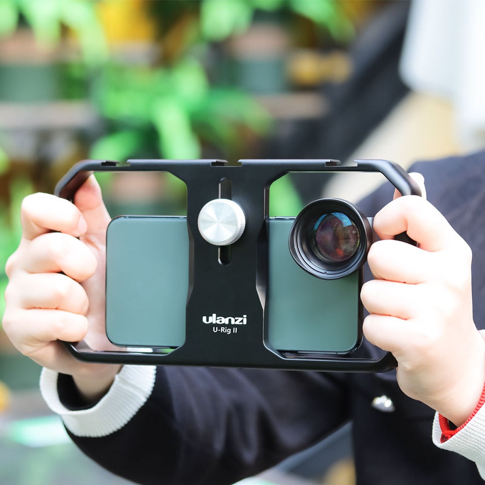 ULANZI U-Rig II fém videós mobiltelefon rig állványra szerelhető, 1/4-es furatokkal, 3 vakupapucs foglalattal-5