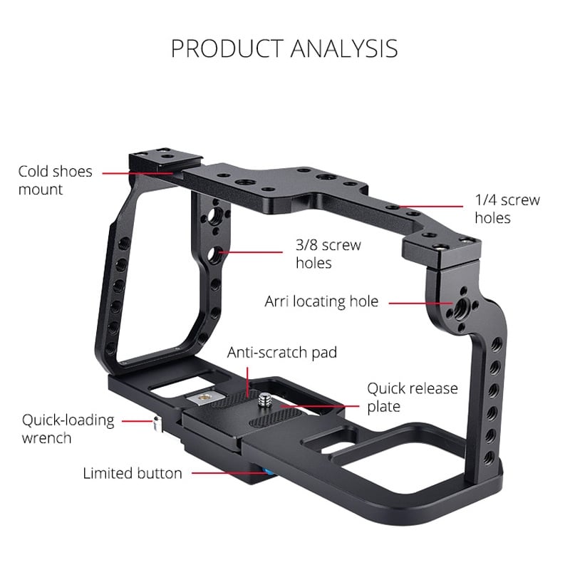 YELANGU C9 YLG0911A-A fém kamera rig, cage BMPCC 4K/6K kamerákhoz (DCA0920B)-1