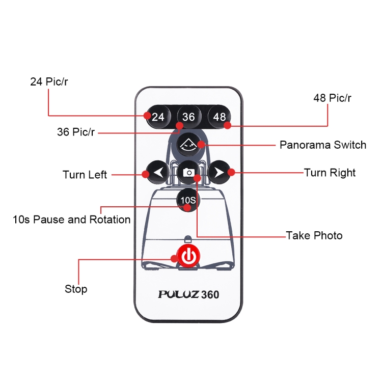 PULUZ 360 fokos panorámafej, termékforgató 18cm piros (PU364R)-4