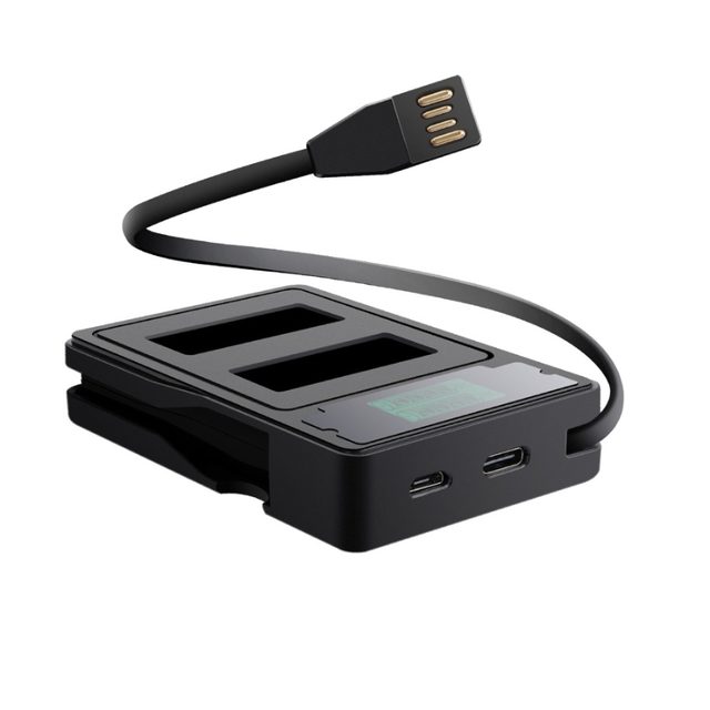 GoPro Hero 9 / Hero 10 / Hero 11 / Hero 12 USB-s dupla akkumulátor töltő LCD kijelzővel-4