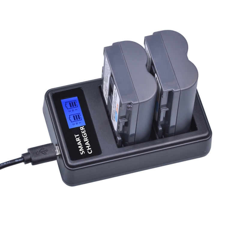 Dupla Canon BP-511/511A USB-s akkumulátor töltő LCD kijelzővel-5