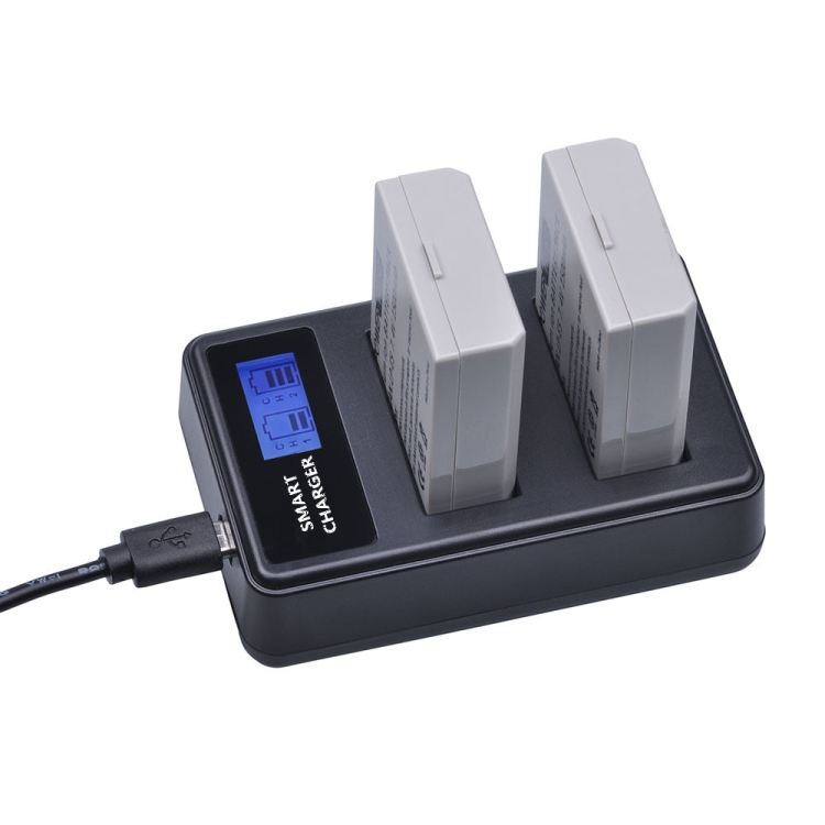 Dupla Canon LP-E5 USB-s akkumulátor töltő LCD kijelzővel-5